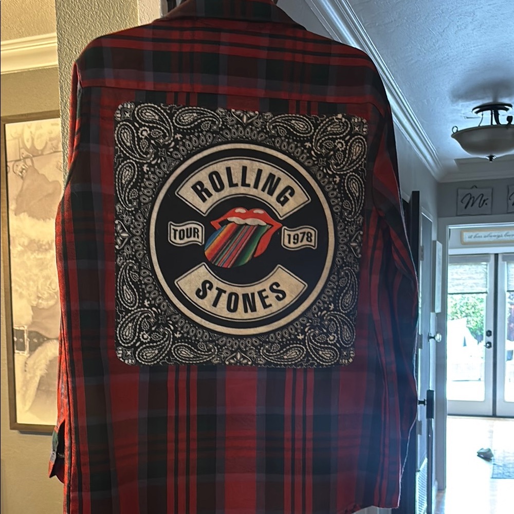 Red Plaid Rolling Stones Shirt